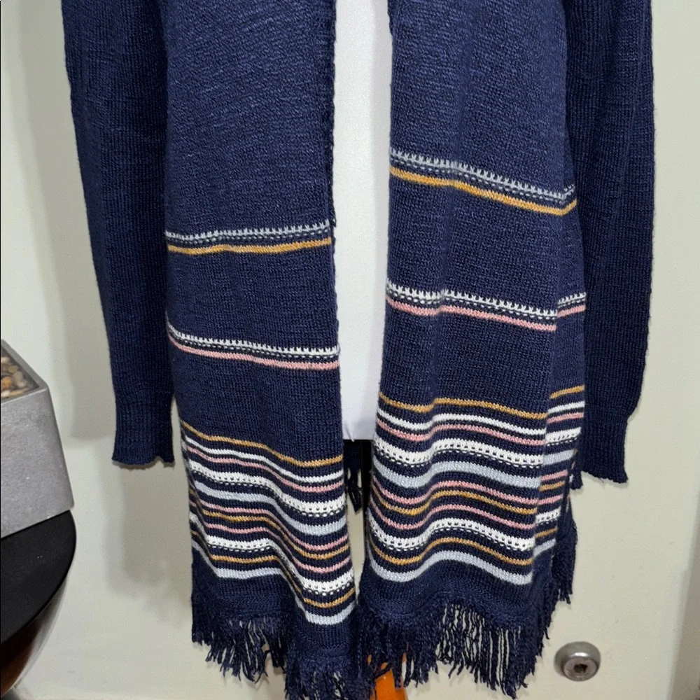 Pink Rose Striped Cardigan Navy and Multicolor
